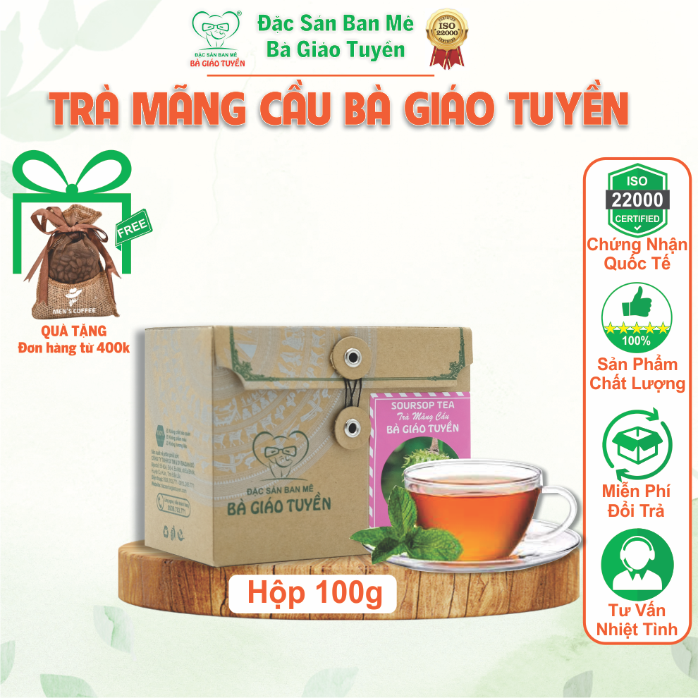TRÀ MẴNG CẦU BÀ GIÁO TUYỀN. Thức uống thanh mát, đẹp da, chống ôxi hoá. Hộp 100 gram
