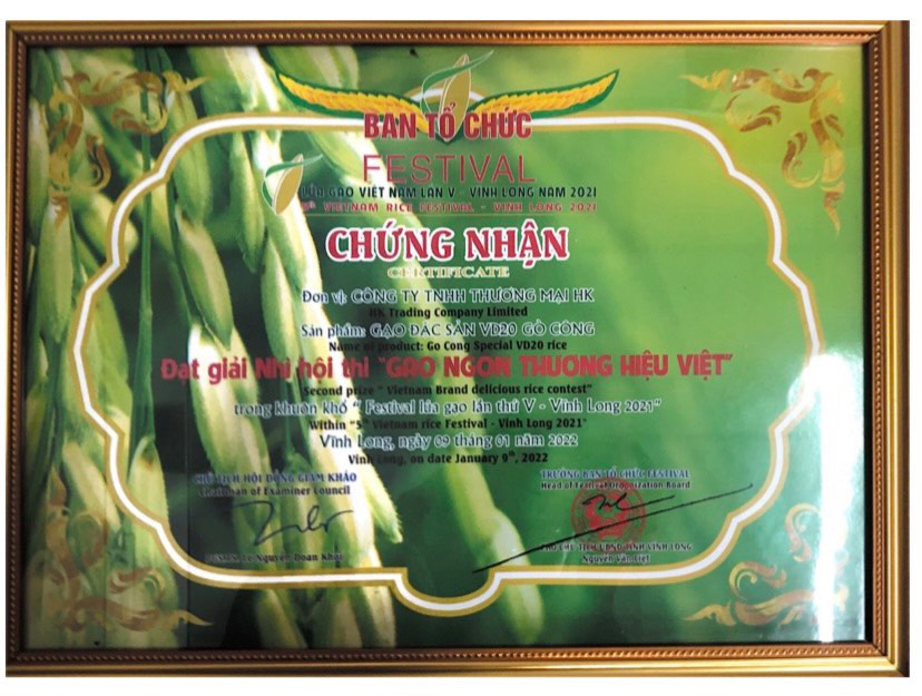 Gạo VD 20 lúa tôm Đặc sản Gò Công Nhãn hiệu Chú Kẹo hộp 2 ký