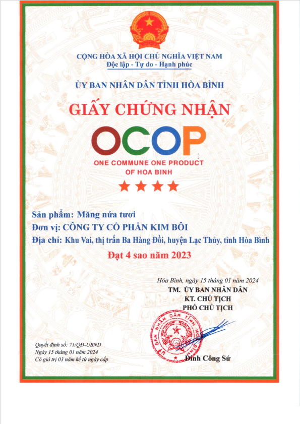 Măng Nứa Tươi Kim Bôi  - Gói 500g - Thùng 20 gói