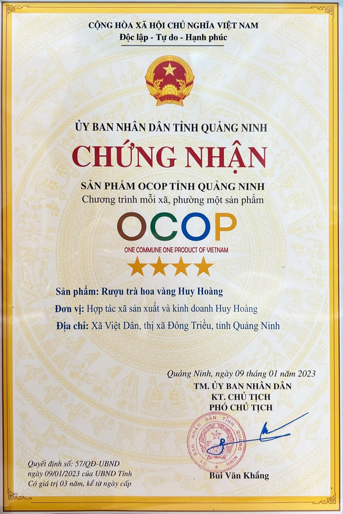 Rượu Trà Hoa Vàng Huy Hoàng 27%